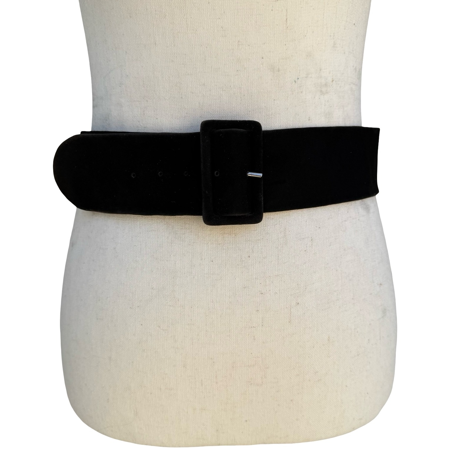 Emilio Pucci Italy Vintage Black Velvet Wide Waist Belt Covered Buckle Size 12